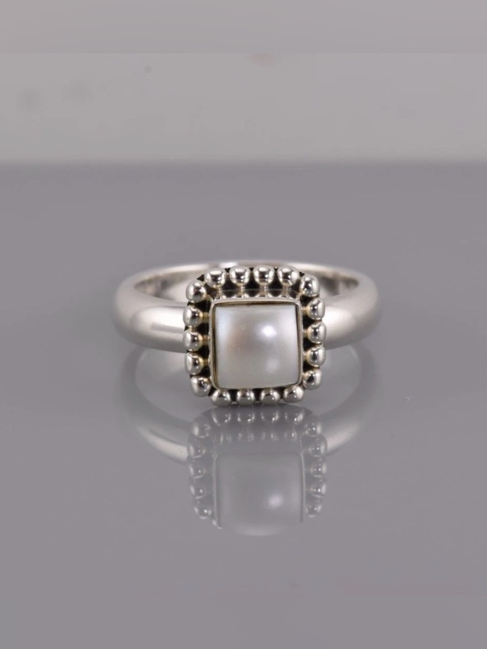 Silpada Sterling Silver Framed R1617 Mother of Pearl Beaded Band Ring 925 Sz: 6